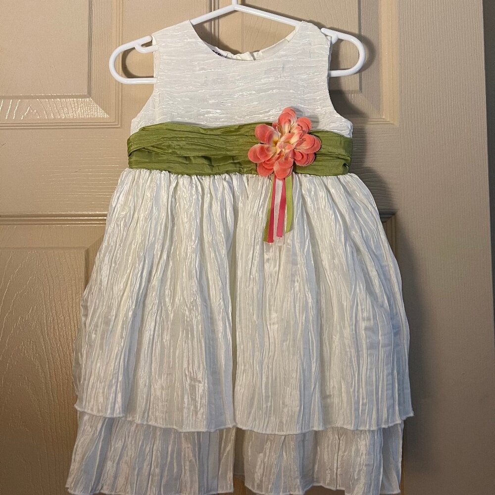 Blueberi Boulevard White Crinkle Dress - 18 mos